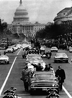President Prints: U.S. President Richard Nixon and First Lady Pat Nixon (in car) during the inaugural parade for his second term