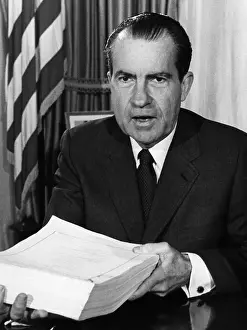 Nixon Prints: U.S. President Richard Nixon, after signing a tax bill