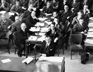 Jackson Prints: U.S. Prosecutor Robert H. Jackson (center) during the Krupp von Bohlen trial at Nuremberg