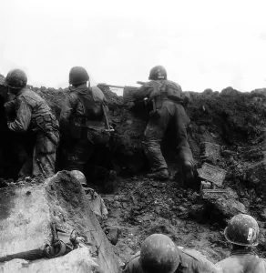 Operation Overlord Prints: U.S. Rangers firing from a bunker between Pointe du Hoc and Omaha Beach