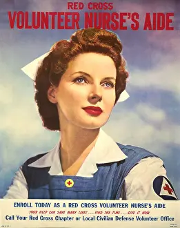 Red Cross Prints: U.S. recruitment poster for Red Cross volunteer nurse's aide during World War 2
