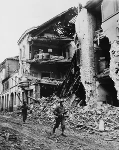 Lcgr1406 Prints: Two U.S. soldiers searching for snipers near in Linnich