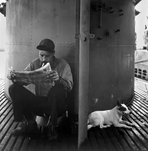 Underwater Prints: U.S. submariner reading his favorite comic-strip
