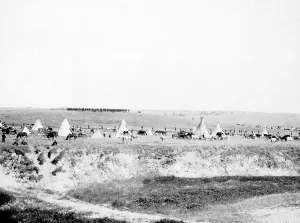 Nebraska Prints: U.S. troops surrounding the Indians on Wounded Knee battle field