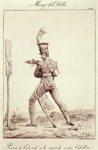 Sabre Prints: Use of sabre. Estocade position on the left against cavalry