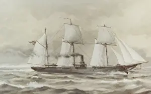 Lcgr1810 Prints: USS KEARSARGE, by Clary Ray, American painting, watercolor, c. 1890s