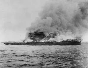 Explosions Prints: U.S.S. Lexington exploding during the Battle of Coral Sea, May 8, 1942