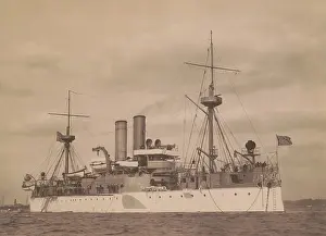 Lcgr1706 Prints: USS MAINE at anchor in a US harbor, c