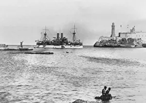 Cuba Prints: USS MAINE entering Havana Harbor in January 1898