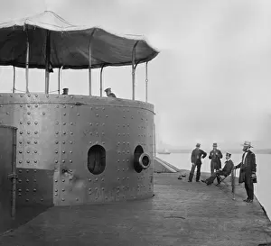 Lcgr1810 Prints: USS Monitor, the Union ironclad gunboat after the Battle of Hampton Roads