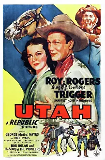 Hayes Prints: UTAH, US poster art, Dale Evans, Trigger, Roy Rogers, Gabby Hayes, 1945
