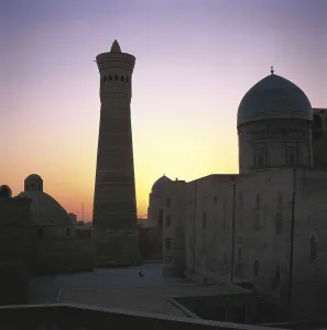 Dusk Prints: UZBEKISTAN. BUKHARA. Bukhara. Minaret and Kalyan Mosque