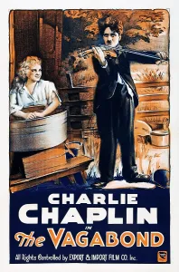 Musical Instrument Prints: THE VAGABOND, from left: Edna Purviance, Charlie Chaplin, 1916