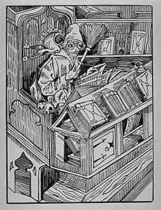 Vision Prints: A VAIN BOOK COLLECTOR, an illustration in DAS NARRENSCHIFF (Ship of Fools)