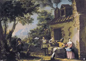 18th C Prints: VALERO, Cristobal (1707-1789). Don Quixote at the Inn