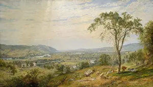 Girl Prints: THE VALLEY OF WYOMING, by Jasper Francis Cropsey, 1865, American painting, oil on canvas
