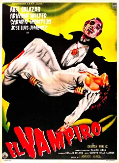 Hold In Arms Prints: THE VAMPIRE, (aka EL VAMPIRO), Spanish language poster, Abel Salazar, 1957