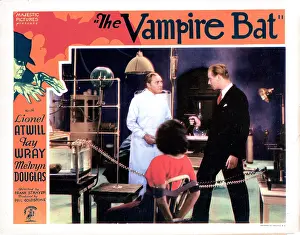 Sitting In Chair Prints: THE VAMPIRE BAT, from left, Lionel Atwill, Fay Wray, Melvyn Douglas, 1933