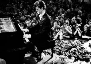 Playing Piano Prints: Van Cliburn is the first foreigner to perform at the Palace of Congresses in Moscow