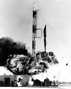 Space Travel Prints: Vanguard missile exploding on its Cape Canaveral launch pad on December 6, 1957