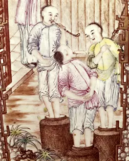 Primary Sector Prints: Vase depicting men packing tea (1348-1644)