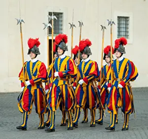 Group Portrait Prints: The Vaticans Pontifical Swiss Guard line up for President Joe Biden and First Lady Jill Biden's arrival