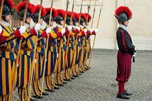 Group Portrait Prints: The Vaticans Pontifical Swiss Guard prior to the arrival of President Joe Biden and First Lady Jill Biden