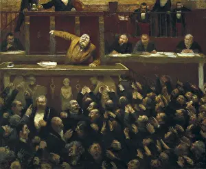 Deputy Prints: VEBER, Jean (1868-1928). Jean Jaurs Speaking at the Tribune of the Chamber of Deputies