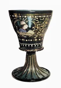 Glass And Enamelware Prints: Venetian crystal cup, blue glass with enamels