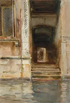 Steps Prints: VENETIAN PASSAGEWAY, by John Singer Sargent, 1905, American watercolor painting