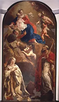 Putto Prints: Vergin Mary with Child venerated by St. Gregory the Great, Bishop and St