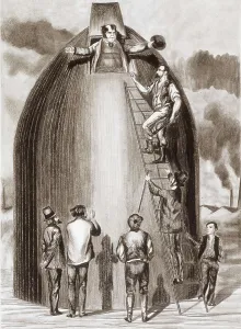 Shot Prints: VERNE, Jules (1828-1905). Picture of the novel 'From the Earth to the Moon' (1865)