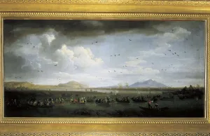 Royal Palace Prints: VERNET, Joseph (1714-1789). Charles of Bourbon hunting Ducks in the lake Patria
