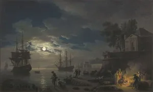 Vernet Prints: VERNET, Joseph (1714-1789). Night: A Port in the Moonlight. 1773