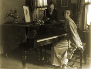 Vernon Prints: Vernon Castle (1887-1918), and wife, Irene, at piano. 1915