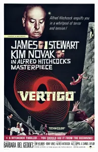 Novak Prints: VERTIGO, US poster art, from top: Alfred Hitchcock, James Stewart, Kim Novak, 1958