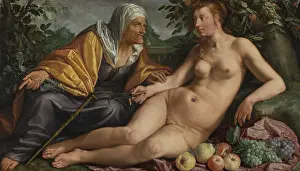 Ovids Metamorphoses Prints: Vertumnus and Pomona, by Hendrick Goltzius, 1613, Dutch painting, oil on canvas