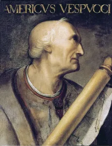 Aisagp2 Prints: VESPUCCI, Amerigo (1454-1512). Portrait with the inscription: 'Americus Vespucci'