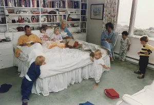 At Home Prints: Vice President and Barbara Bush surrounded by their grandchildren in their bedroom at their summer home