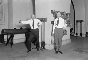 Funny Prints: Vice President Calvin Coolidge working out with Speaker Fred Gillet in the Capitol Gym
