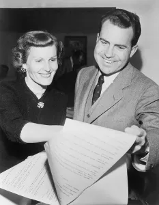 Vice Presidents Prints: Vice-President elect and Patricia Nixon examine election results in 1952