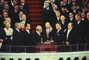 Vice Presidents Prints: Vice-President elect Spiro Agnew takes the oath of office from Senate Minority Leader Everett Dirkson