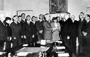 Bess Prints: Vice President Harry Truman took the oath of office in White House Cabinet Room after Franklin Roosevelt's death