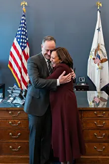 Asian American Prints: Vice President Kamala Harris embraces her husband