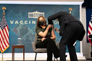 Asian American Prints: Vice President Kamala Harris receives her Moderna COVID-19 vaccine booster shot
