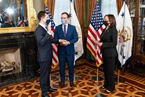 Asian American Prints: Vice President Kamala Harris swears in Pete Buttigieg as Secretary of Transportation