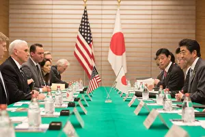 Vice Presidents Prints: Vice President Mike Pence attends a bilateral meeting with Japanese Prime Minister Shinzo Abe