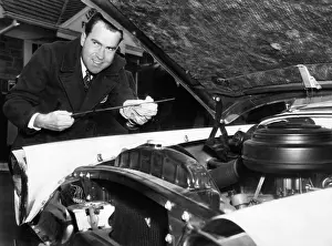 Polio Prints: Vice President Nixon as a gas station attendant
