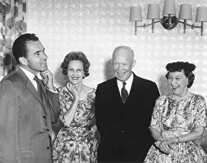 Mamie Prints: Vice President and Republican Nominee for President Richard Nixon adjusting his collar