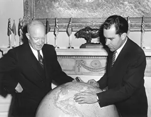 Vice Presidents Prints: Vice President Richard Nixon discusses his Far East trip with President Eisenhower